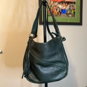 Vilenca Holland Forest Green Genuine Leather Hobo Bag